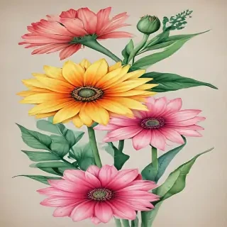 flower drawings color
