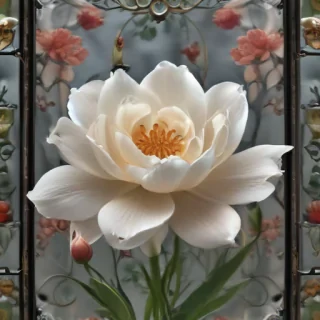 flowers behind glass wallpaper