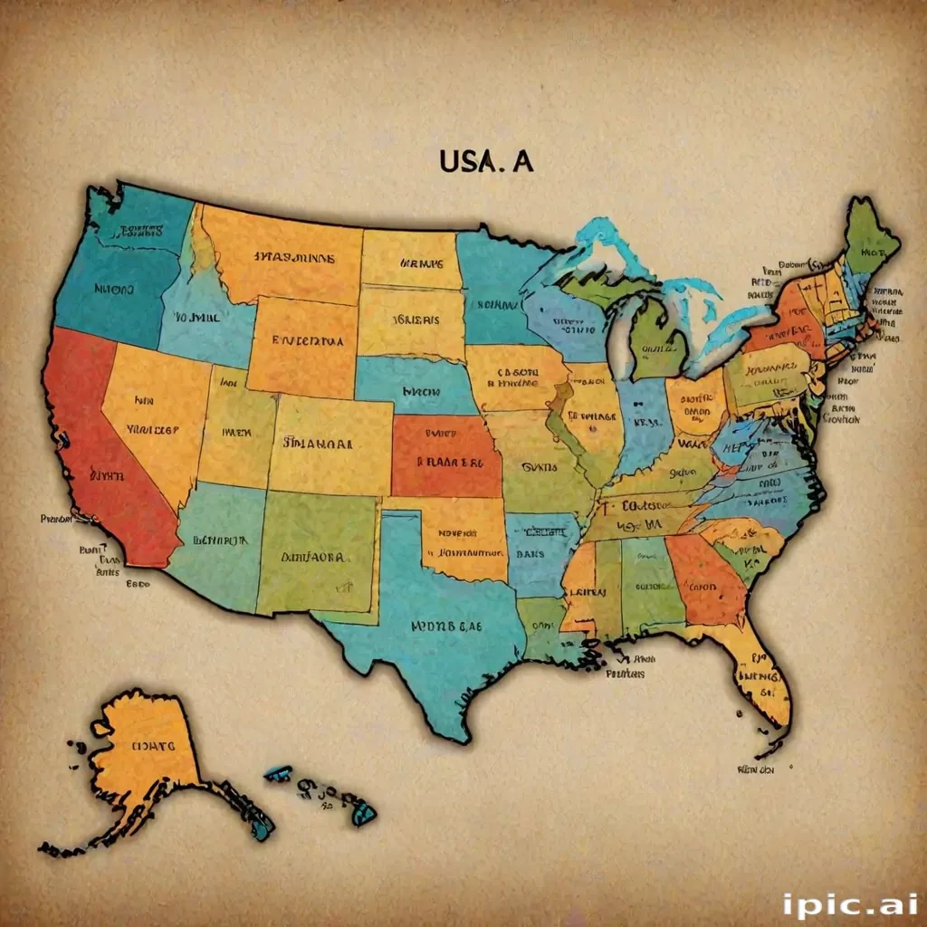 usa map with states