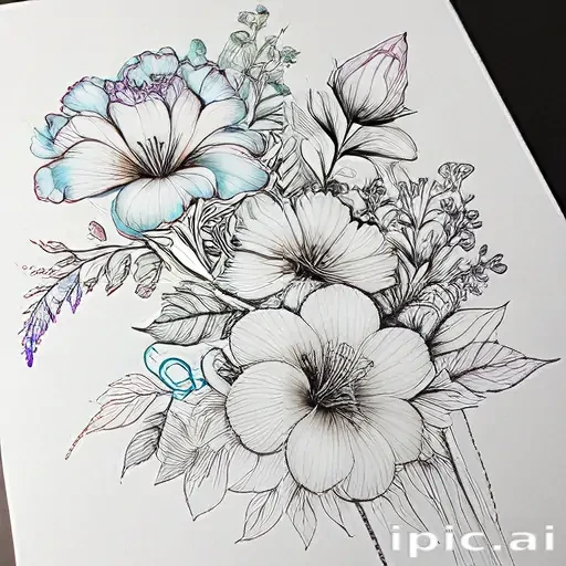 line work flowers