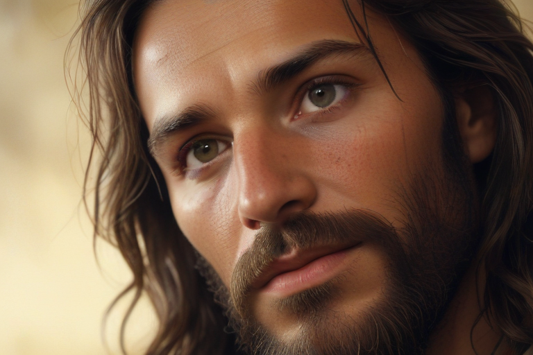 Close-Up Portrait of a Thoughtful Young Man with Long Hair and Beard
