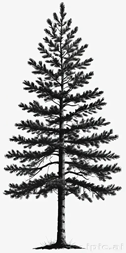 pine tree clipart black and white