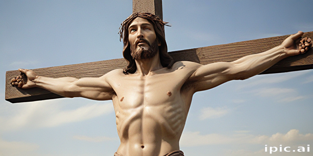 Depiction of Jesus Christ on the Cross in a Scenic Background