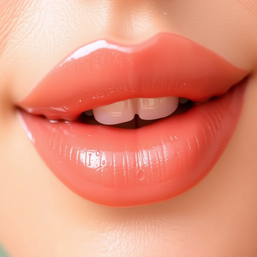Sheer glossy lips with a hint of peach and gold shimmer, titled "Sunlit Nectar," delivering a natural, dewy look for everyday wear