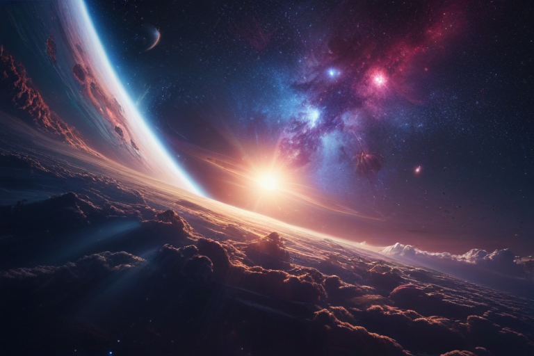 Majestic View of a Distant Planet with Stars and Cosmic Wonders