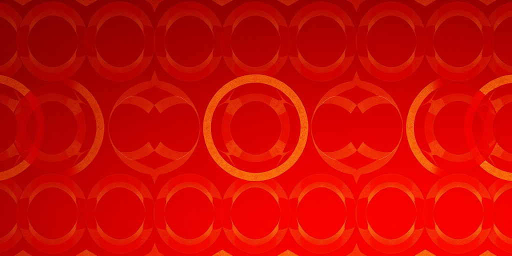 Create a seamless geometric pattern featuring interlocking circles in shades of red and gold with a smooth gradient transitioning from deep black to bright red, captured using a DSLR camera at f/8, ISO 100, 50mm lens, top-down view, high-resolution style.