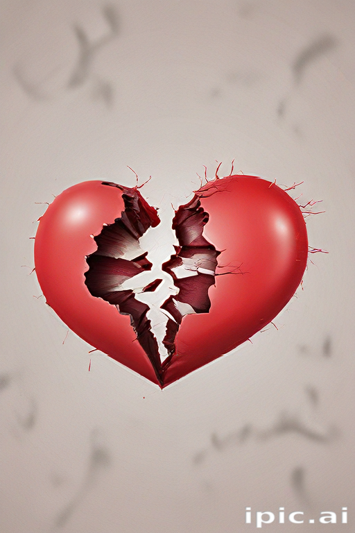 Heart Ripping Apart Emotional Representation of a Heart Shattered into Pieces Symbolizing ...