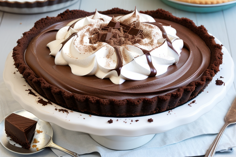 chocolate cream pie with chocolate graham cracker crust