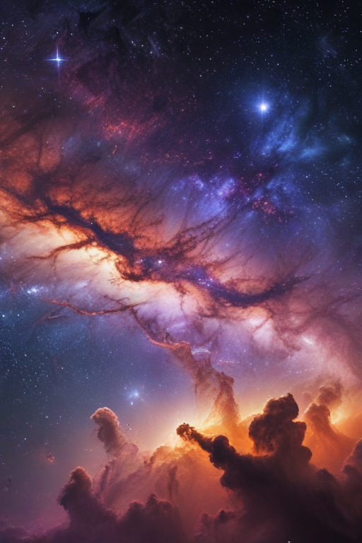 Stunning Cosmic Landscape of Stars and Nebulae in Deep Space