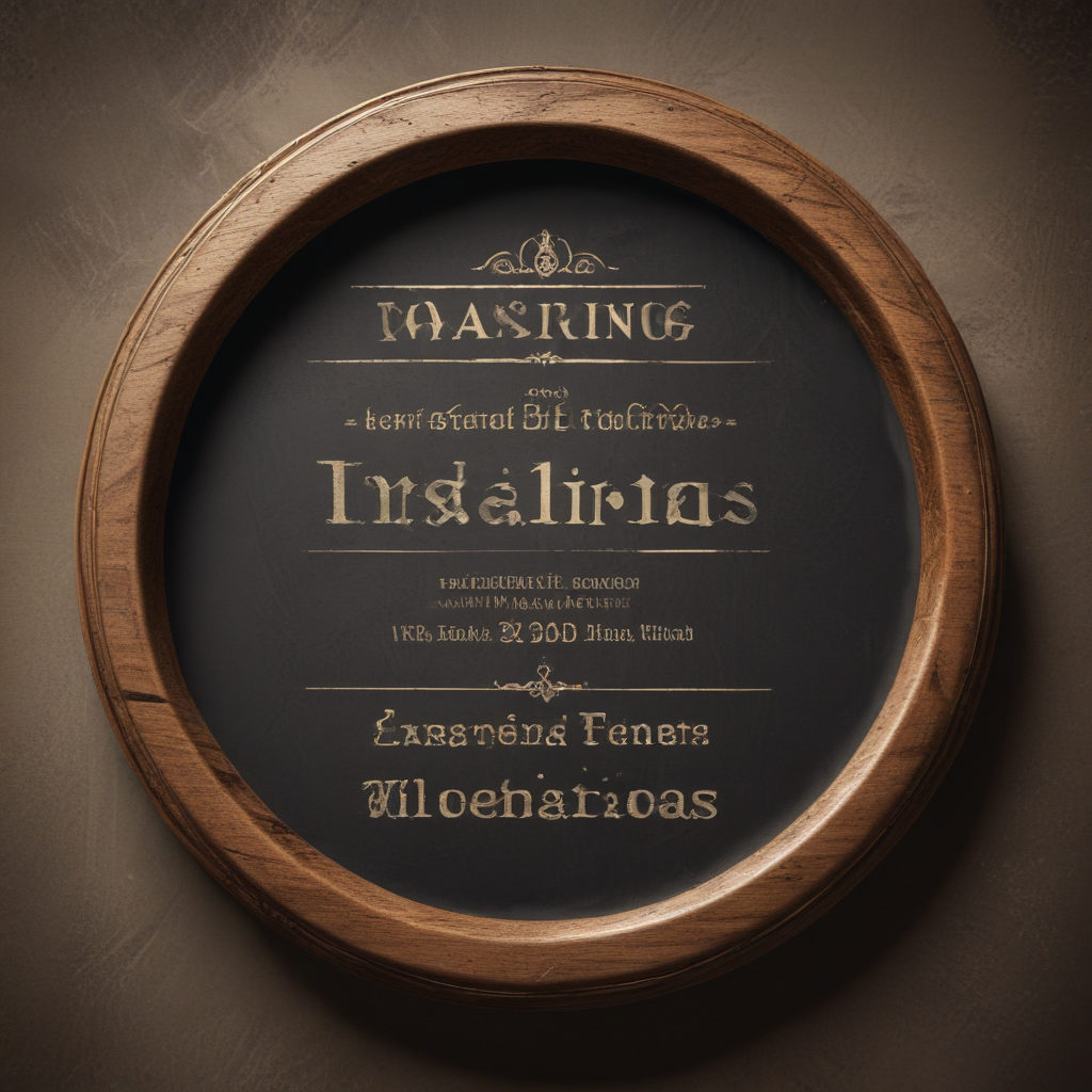 Elegant Framed Sign Featuring Intricate Calligraphy and Decorative Elements
