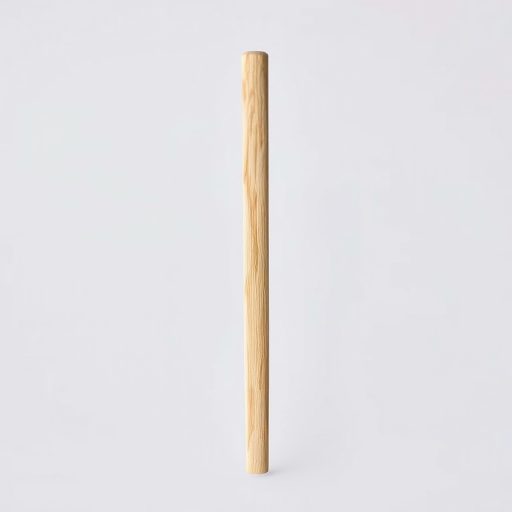Create a high-resolution image of a single, wooden chopstick on a plain background, using a DSLR camera with a 50mm lens, aperture set to f/2.8 for a shallow depth of field, ISO 100, and soft diffused lighting to enhance texture and detail.