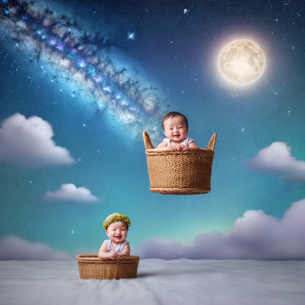 baby in a crib under the stars