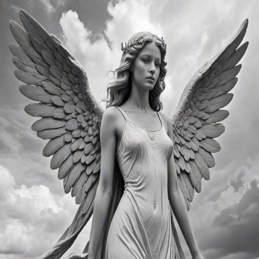 black and white angel