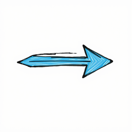Create a vibrant blue arrow graphic with a thick black outline, using a high-resolution digital drawing technique, captured with a DSLR camera at f/4 aperture, 50mm lens, ISO 100, in a top-down view for enhanced clarity and detail.