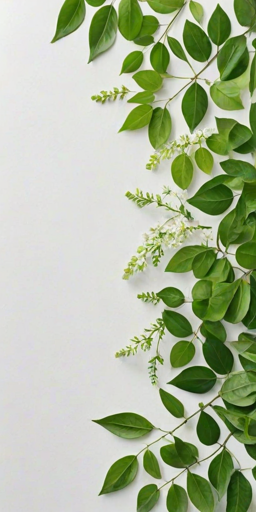 white and greenery background