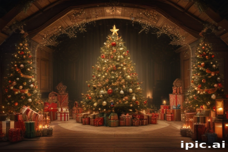 A Cozy Christmas Scene Featuring a Beautifully Decorated Tree and Gifts