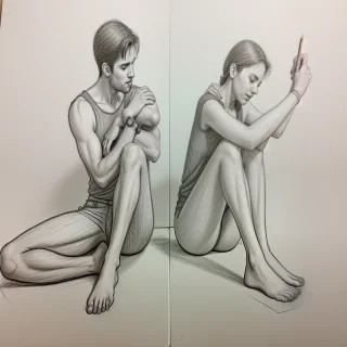 couple drawing poses