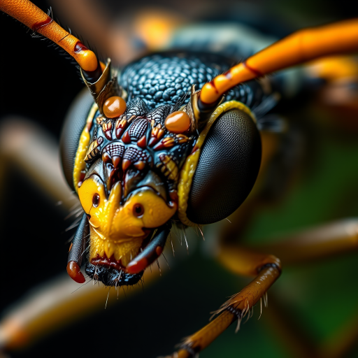 Create a highly detailed, close-up illustration of an insect with visible internal anatomy, using a macro lens, aperture set to f/2.8 for depth of field, ISO 100 for minimal noise, and bright, even lighting to enhance clarity and color contrast.