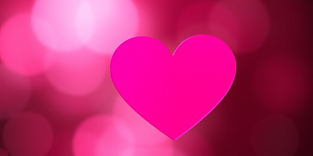 Generate an image of two overlapping hearts, one larger and one smaller, both in vibrant pink shades with a slight gradient effect, using a DSLR camera with a 50mm lens, f/2.8 aperture, 1/100s shutter speed, and a 100 ISO setting, focusing on a shallow depth of field for added emphasis on the hearts.