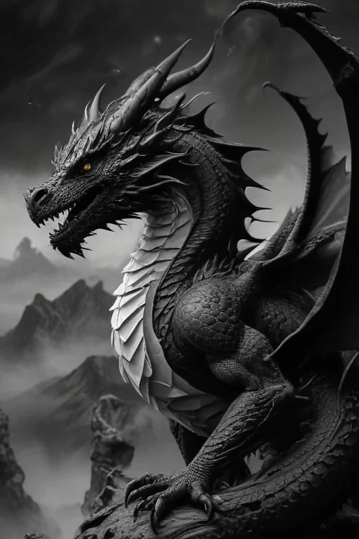 dragon black and white