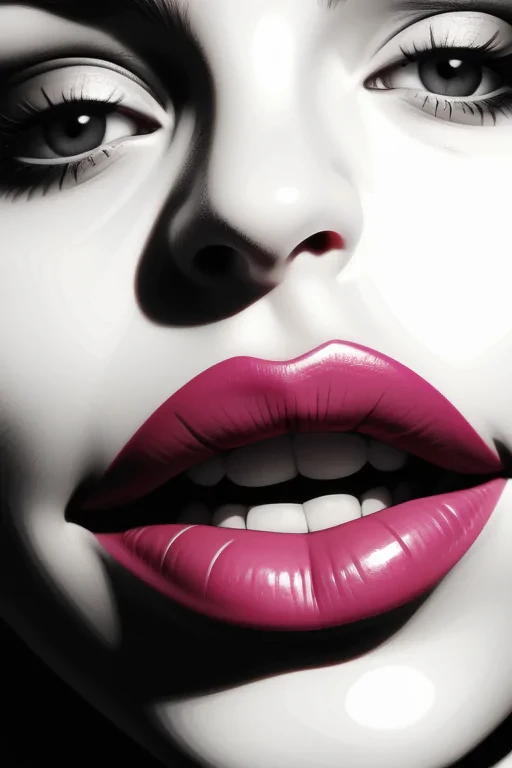 lips black and white clipart