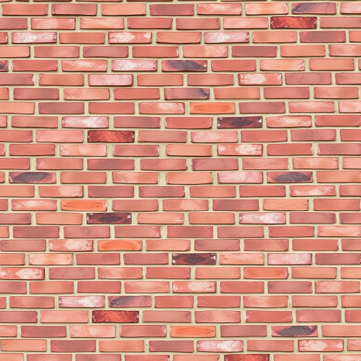 Create a high-resolution texture of a red brick wall with varying shades, captured using a DSLR camera at f/8 aperture, ISO 100, and a shutter speed of 1/200s, focused in a straight-on view to emphasize the patterns and details of the bricks.