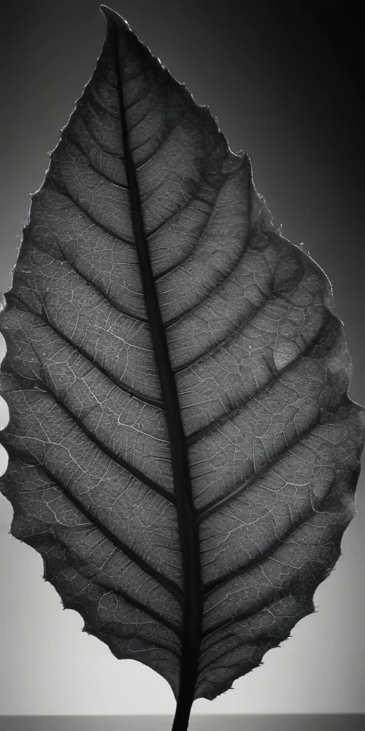leaf in black and white