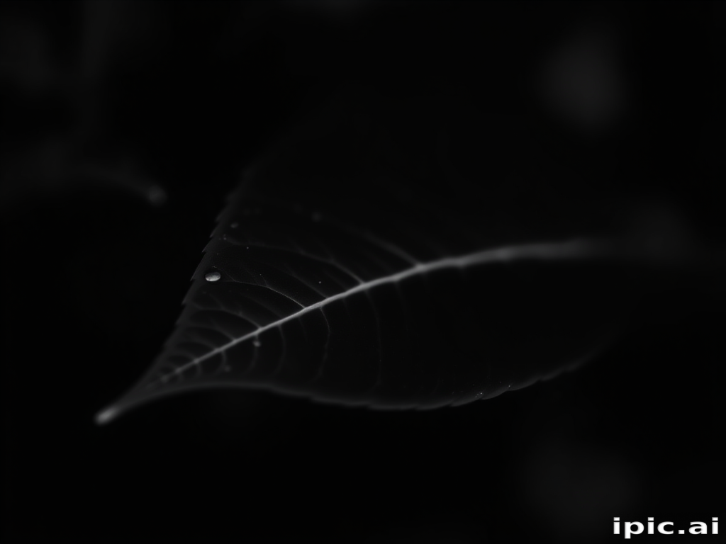 leaf in black and white