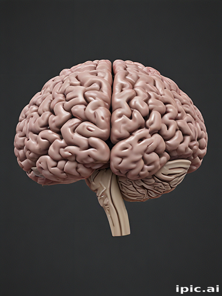 A Detailed 3D Model of the Human Brain Showcasing Anatomical Structures