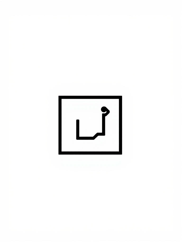 Create a minimalist black logo on a white background, featuring simple geometric shapes, shot with a 50mm lens, aperture f/2.8, ISO 100, in a studio setting using a DSLR camera.
