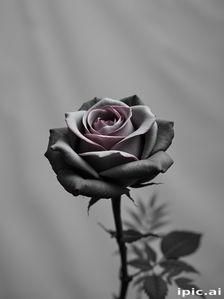 rose with black and white background