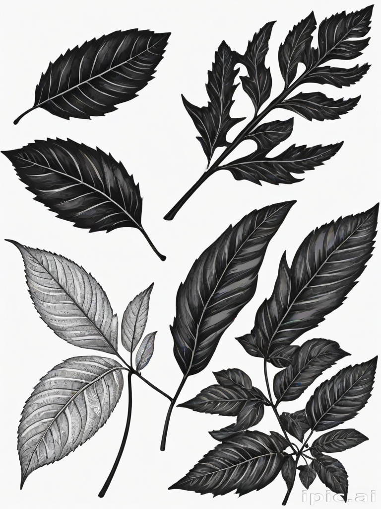 black and white leaf clip art