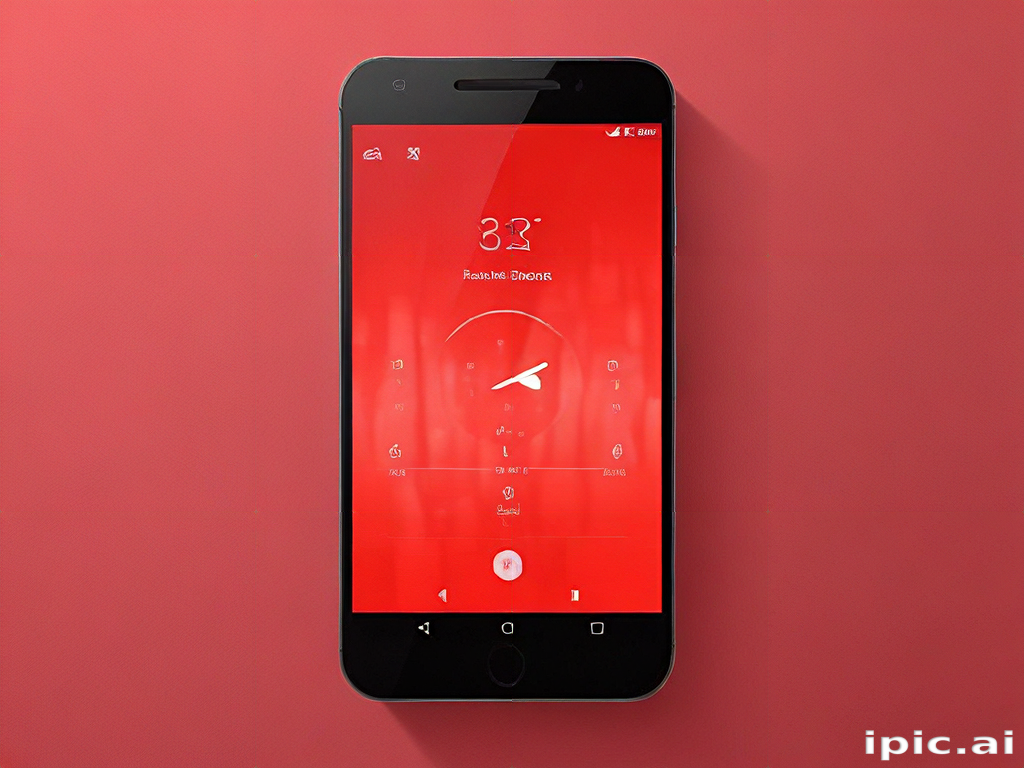 Modern Smartphone Displaying Time and Temperature Against a Bold Red ...
