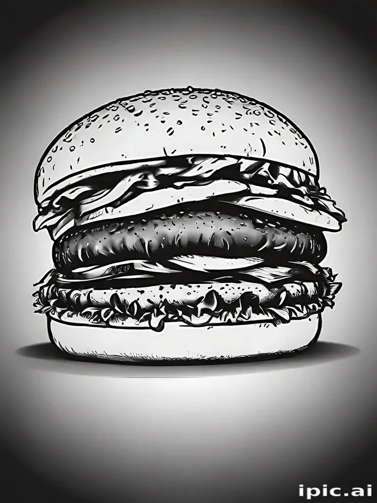 burger clipart black and white