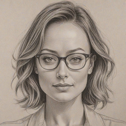 Fetching Olivia Wilde, pencil sketch, portrait of Lovely woman 1956s in glasses, hair style beatnik, outline, clear lines, fine lines, 8k