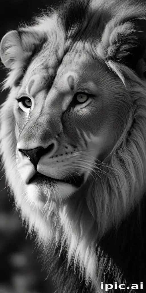 lion black and white