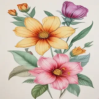 color drawing flowers