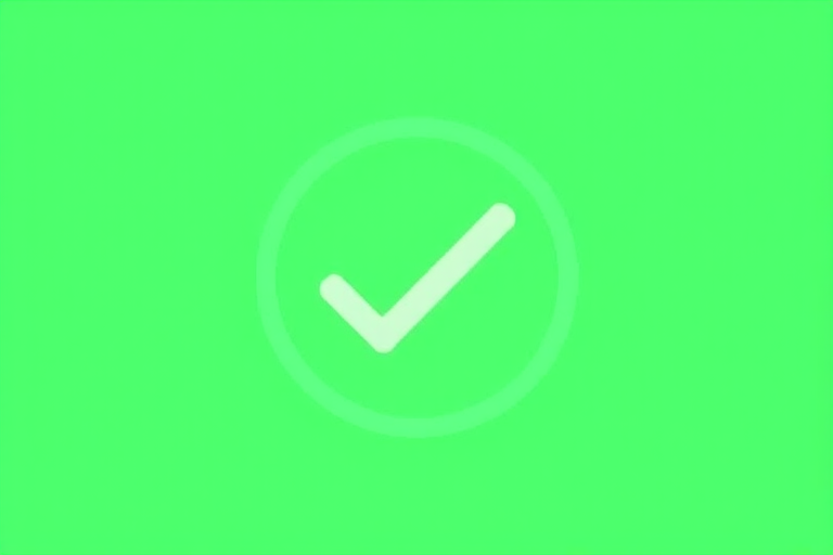 create a high-resolution image of a green circular check mark on a solid background, using a DSLR camera, 50mm lens, aperture f/2.8, ISO 100, with soft lighting to enhance clarity and depth.
