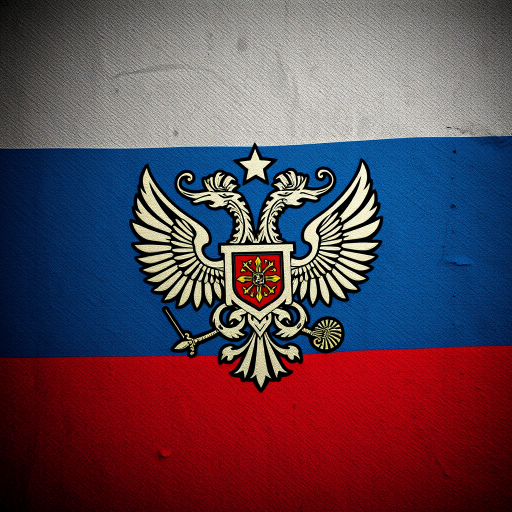 Create an image of the Russian coat of arms over a textured background featuring the Russian flag, shot with a DSLR camera at f/8 aperture, ISO 100, and 50mm lens, using a slightly angled top-down view to enhance detail and depth, with high dynamic range to capture vivid colors and intricate textures.