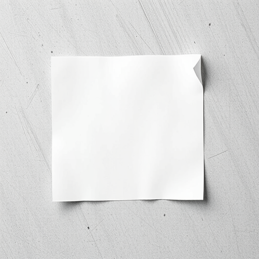 Generate a pristine image of a blank, slightly curled paper note on a textured background, using a 50mm lens, aperture f/2.8, shutter speed 1/125, ISO 100, taken from a top-down perspective with a DSLR camera for enhanced sharpness and clarity.