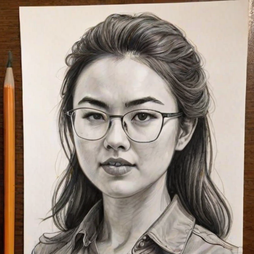 Attractive Jessica Henwick, pencil sketch, portrait of Captivating woman 1967s in glasses, hair style beatnik, outline, clear lines, fine lines, 8k