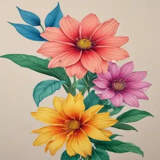 flower drawings with color