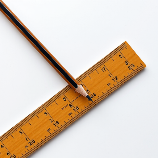 create a high-resolution illustration of a pencil and ruler positioned diagonally, using a Canon EOS R5 with a 50mm lens at f/2.8, 1/200 sec shutter speed, ISO 100, with soft lighting and a clean white background to enhance colors and details