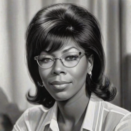 Dazzling Natalie Cole, pencil sketch, portrait of Beauteous woman 1972s in glasses, hair style beatnik, outline, clear lines, fine lines, 8k