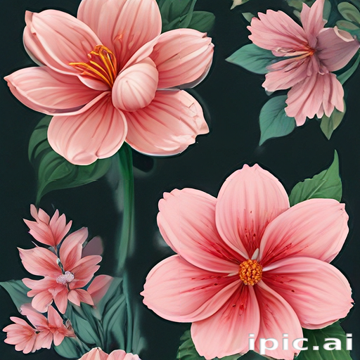 Delicate Pink Flowers Blooming Against a Dark Background in Nature's Beauty
