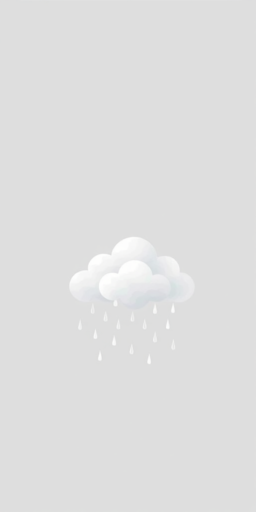 Generate a minimalist illustration of a cloud with rain, using a soft gradient background, captured with a DSLR camera at f/2.8, ISO 100, 50mm lens, overhead view, in natural light for enhanced clarity and contrast.