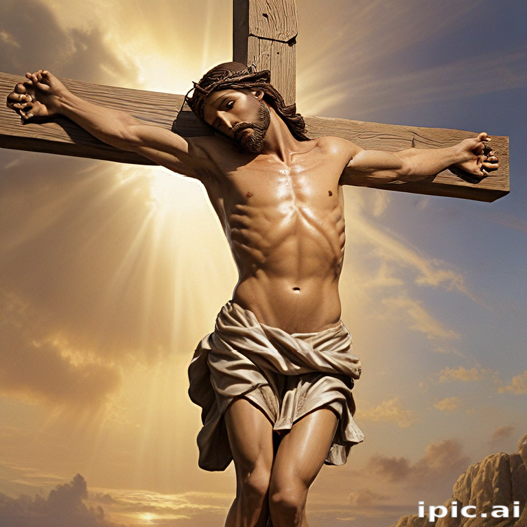 Depiction of Jesus Christ on the Cross with a Radiant Background