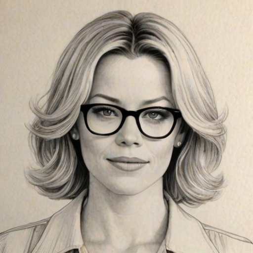 Superb Elizabeth Banks, pencil sketch, portrait of Appealing woman 1975s in glasses, hair style beatnik, outline, clear lines, fine lines, 8k