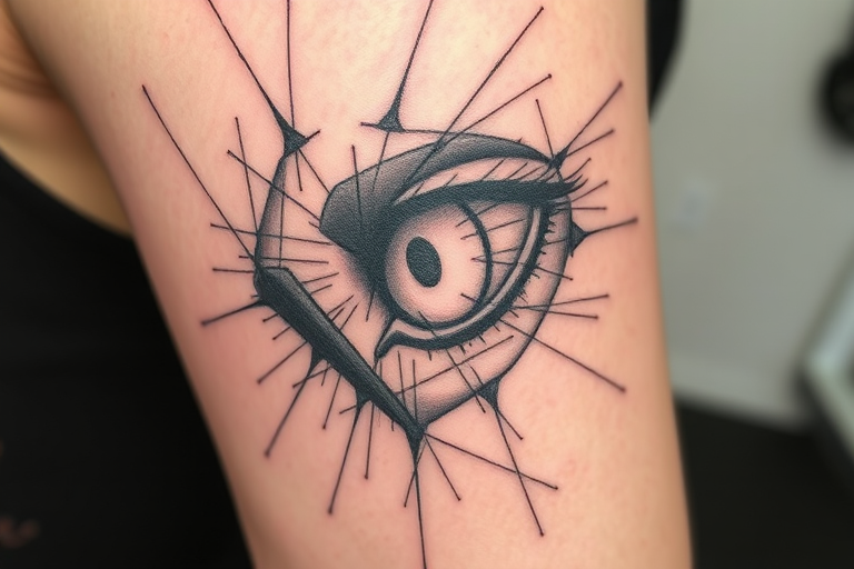 Sketch style tattoo titled "Artistic Vision" featuring loose expressive lines and shading techniques that mimic the look of a pencil sketch bringing an artistic and unfinished quality to the chosen subject matter
