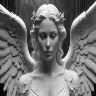 black and white angel